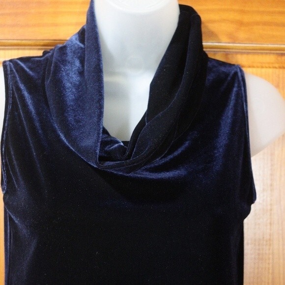 Tommy Hilfiger Blue Velour Cowl Neck Sleeveless Top Small - Y2K Preppy Crop - Picture 5 of 11